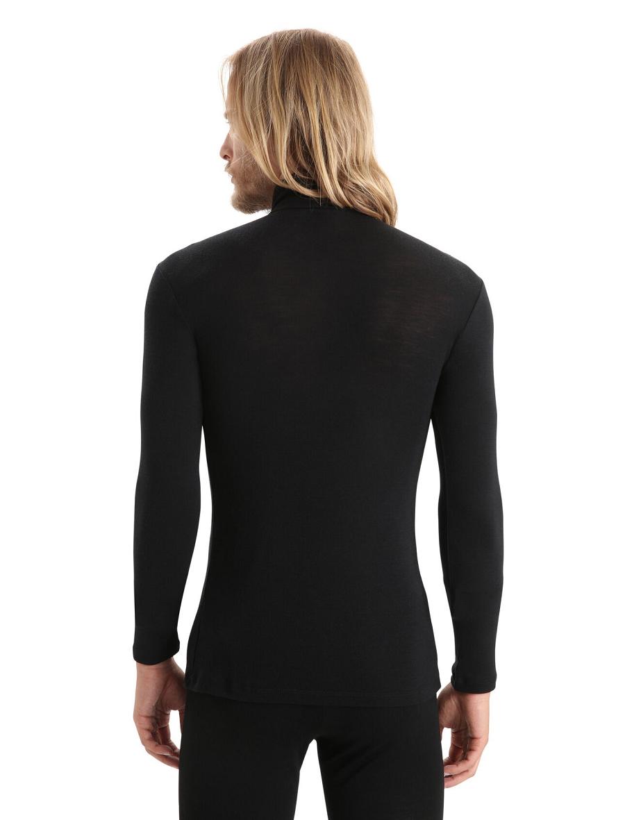 Black Men's Icebreaker Merino 175 Everyday Long Sleeve Half Zip Thermal Top Base Layers | USA 1371VRWD